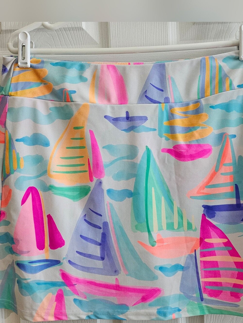 Shana Large Skort Pink Lavender Green Sail Boat Activeware Beachy Summer